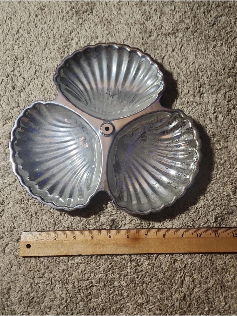 Stainless Steel 3-Section Shell Snack Server - Picture 5 of 5